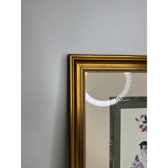 Beautiful Vintage Gold Framed Chickadee Lithograph Signed , Vintage Bird Print - Picture 6 of 9